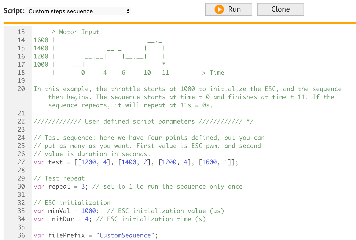 Endurance test script for drone