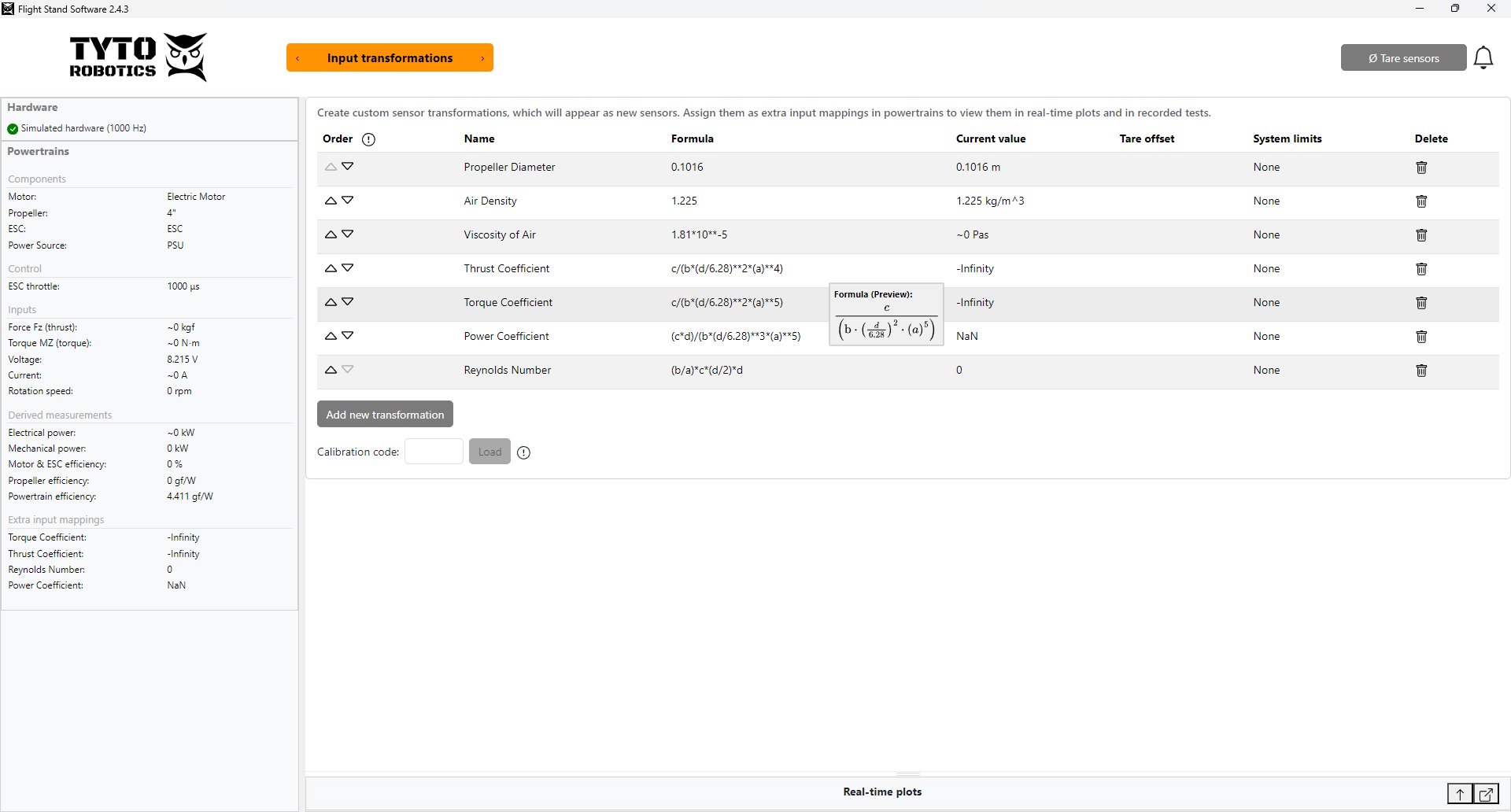 overview of completed formula setup