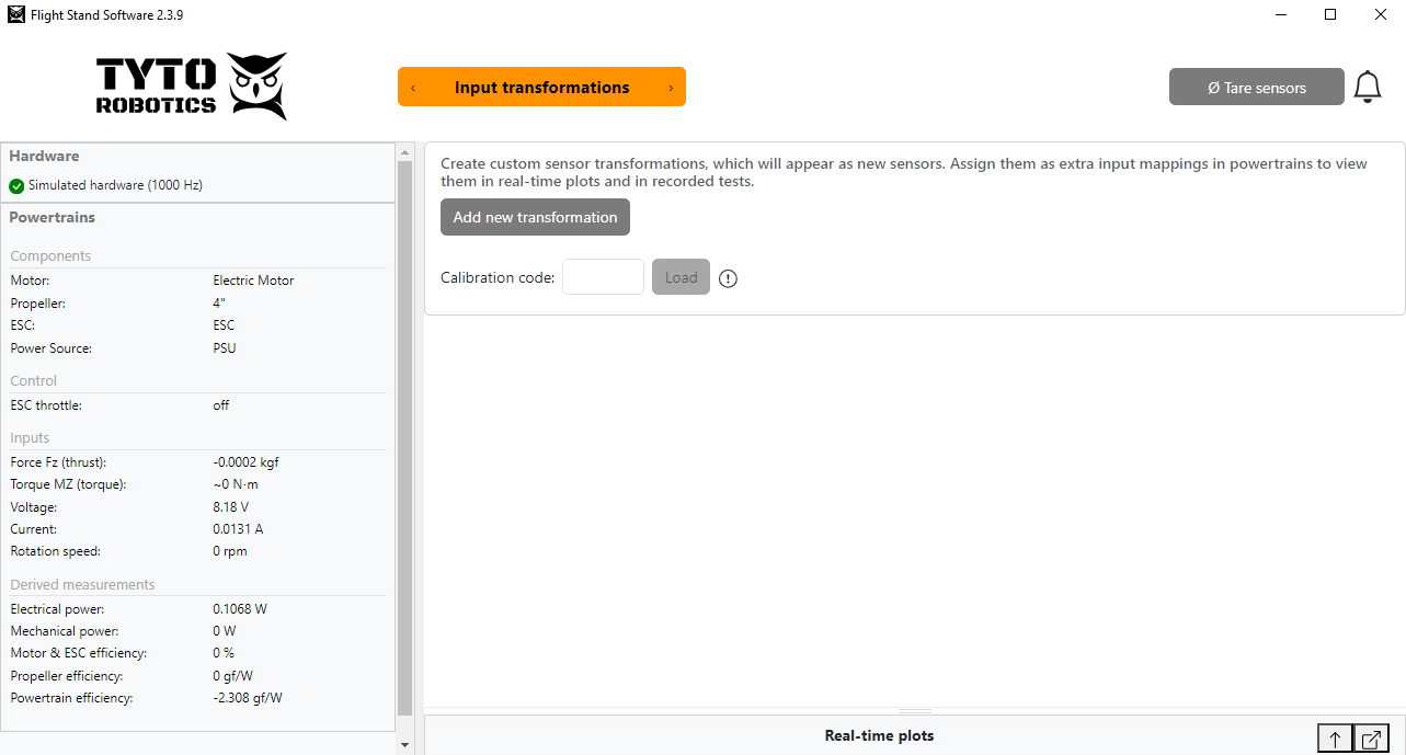 flight stand software input transformation tab