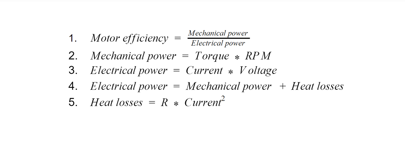 Brushless motor formula