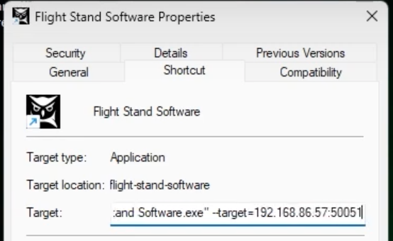 Target command for thrust stand remote control